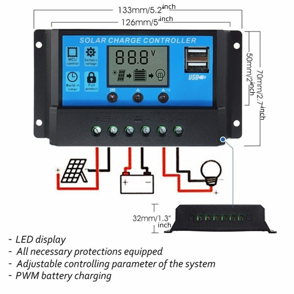 Controlador de carga y descarg - Pwm Charge Controller reseña y precio