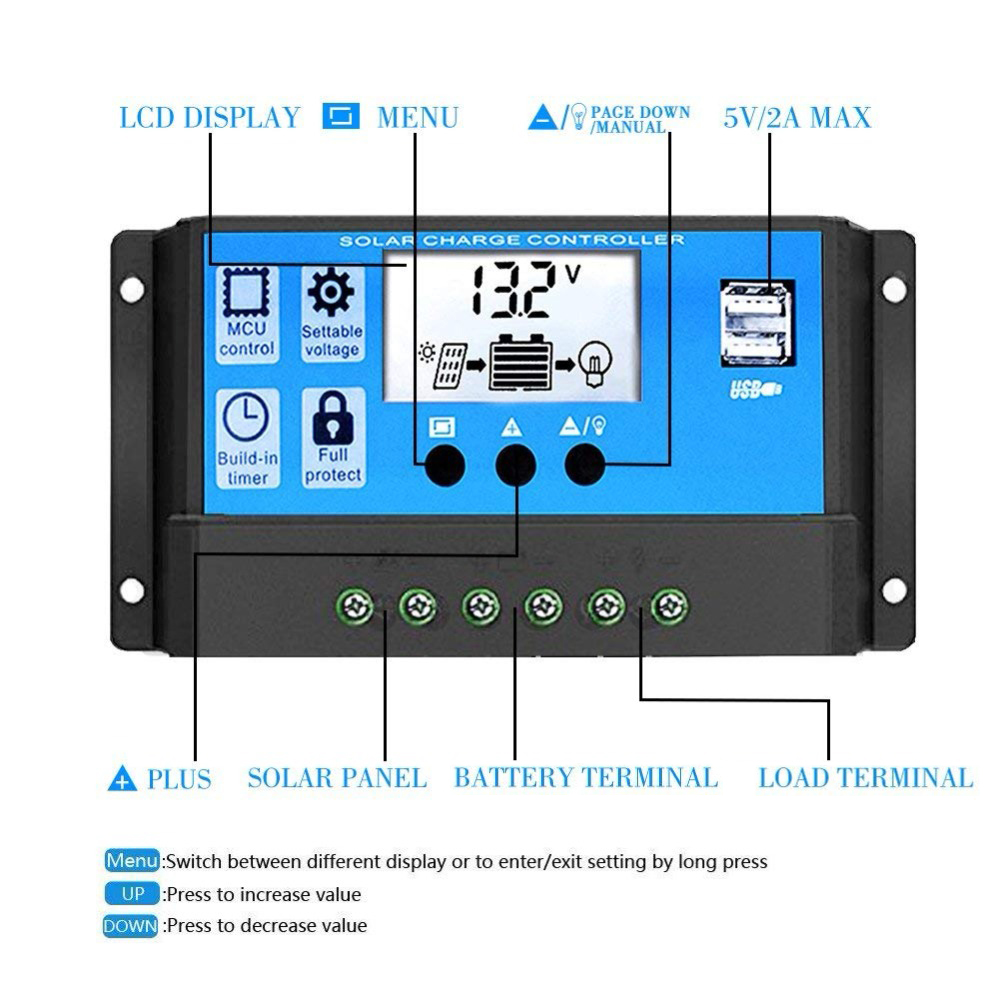 Controlador de carga de Panel  - Pwm Charge Controller reseña y precio