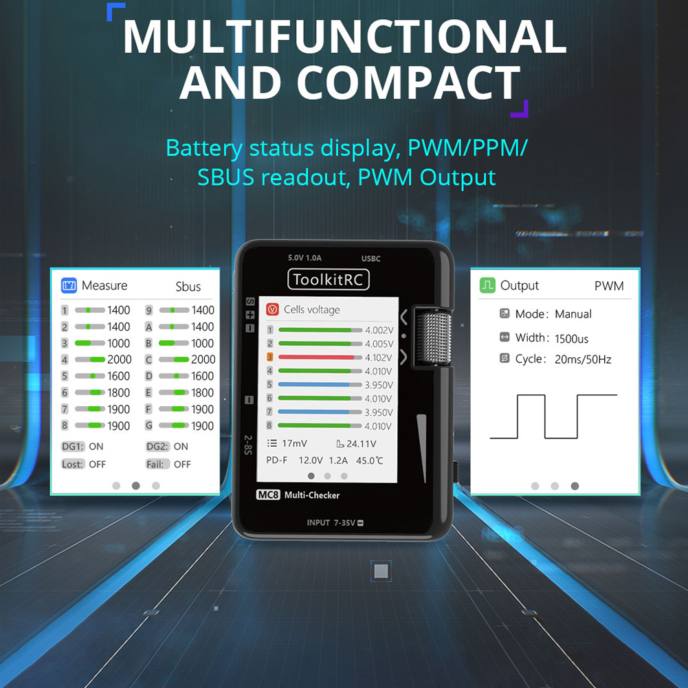 ToolkitRC MC8 Mini Verificador - Pwm Charge Controller reseña y precio